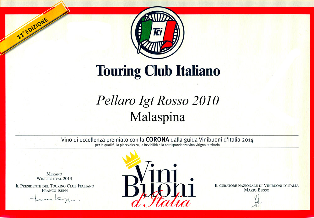 Corona di Vinibuoni d'Italia 2014 al Pellaro